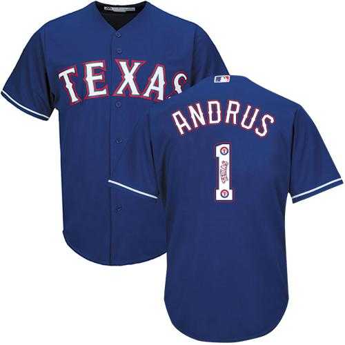Texas Rangers #1 Elvis Andrus Blue Team Logo Fashion Stitched MLB Jersey