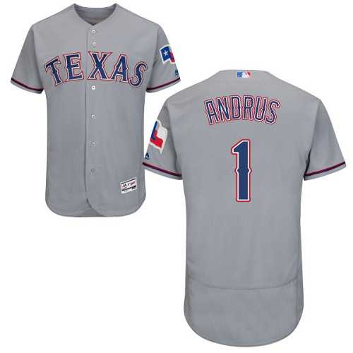 Texas Rangers #1 Elvis Andrus Grey Flexbase Authentic Collection Stitched MLB Jersey