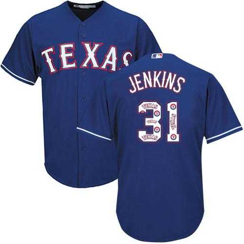 Texas Rangers #31 Ferguson Jenkins Blue Team Logo Fashion Stitched MLB Jersey
