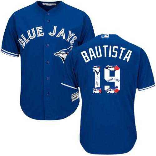 Toronto Blue Jays #19 Jose Bautista Blue Team Logo Fashion Stitched MLB Jersey