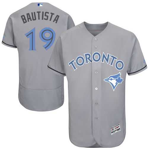 Toronto Blue Jays #19 Jose Bautista Grey Flexbase Authentic Collection Father's Day Stitched MLB Jersey