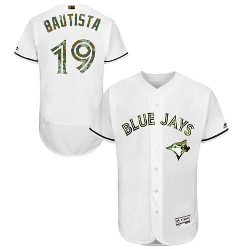 Toronto Blue Jays #19 Jose Bautista White Flexbase Authentic Collection Memorial Day Stitched MLB Jersey