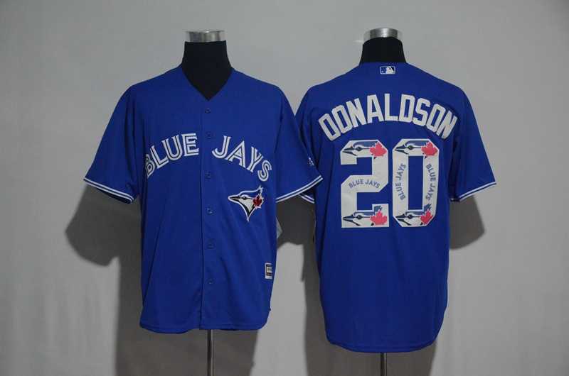 Toronto Blue Jays #20 Josh Donaldson Blue Team Logo Print Cool Base Stitched Baseball Jersey