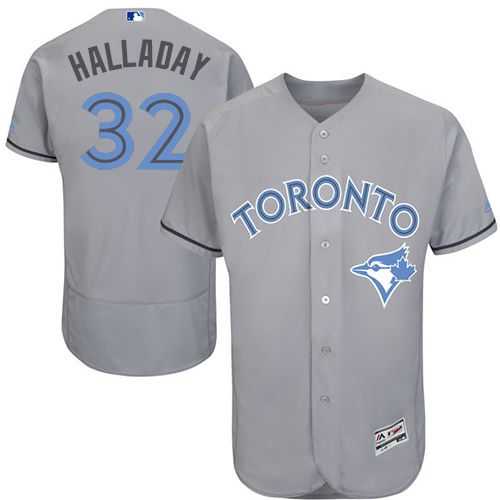 Toronto Blue Jays #32 Roy Halladay Grey Flexbase Authentic Collection Father's Day Stitched MLB Jersey
