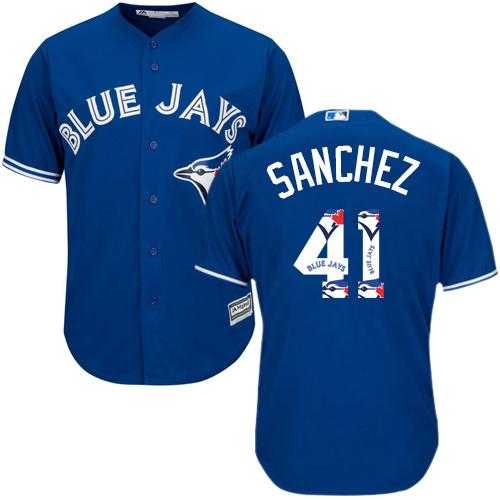 Toronto Blue Jays #41 Aaron Sanchez Blue Team Logo Fashion Stitched MLB Jersey