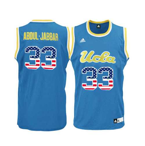 UCLA Bruins #33 Kareem Abdul Jabbar Blue USA Flag Pac 12 College Basketball Jersey