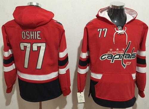 Washington Capitals #77 T.J Oshie Red Name & Number Pullover NHL Hoodie