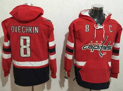 Washington Capitals #8 Alex Ovechkin Red Name & Number Pullover NHL Hoodie