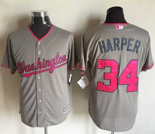 Washington Nationals #34 Bryce Harper Grey New Cool Base Mother's Day Stitched MLB Jersey