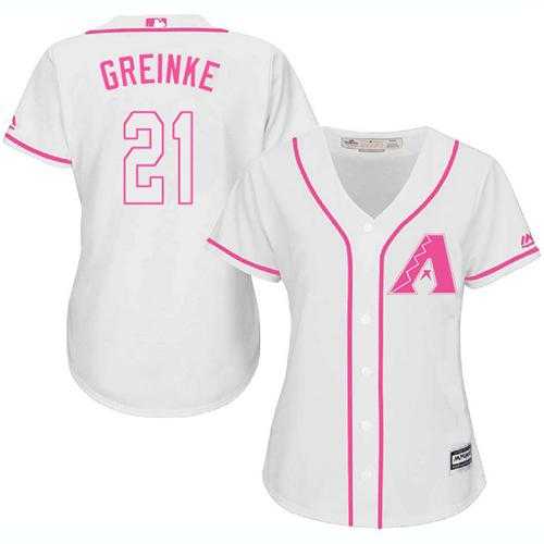 Women's Arizona Diamondbacks #21 Zack Greinke White Pink Fashion Stitched MLB Jersey