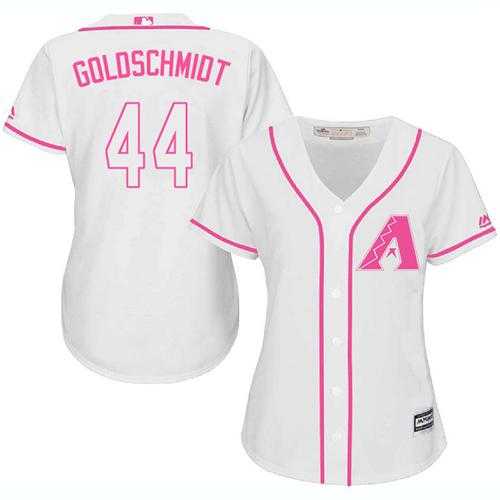 Women's Arizona Diamondbacks #44 Paul Goldschmidt White Pink Fashion Stitched MLB Jersey