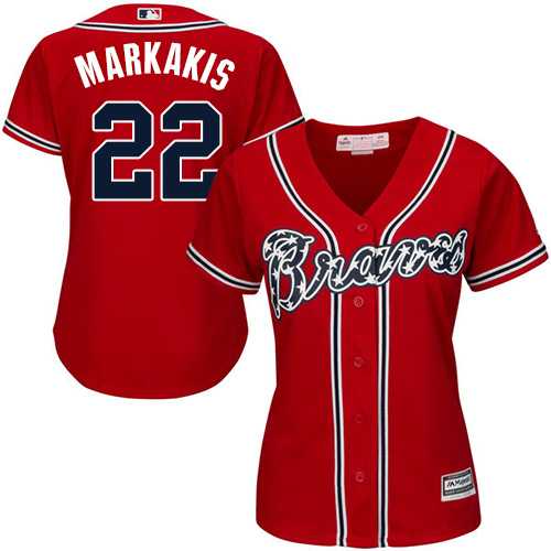 Women's Atlanta Braves #22 Nick Markakis Red Alternate Stitched MLB Jersey