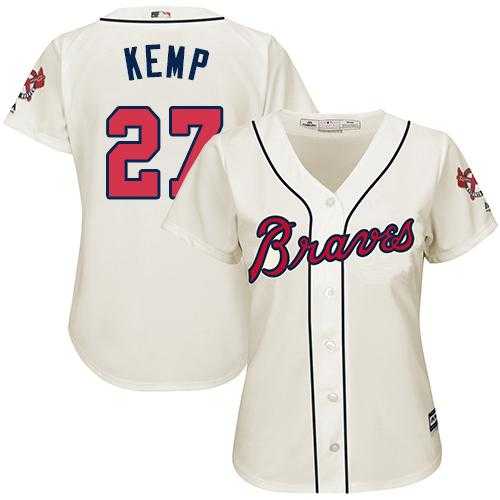 Women's Atlanta Braves #27 Matt Kemp Cream Alternate Stitched MLB Jersey