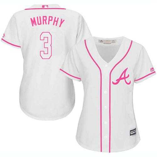 Women's Atlanta Braves #3 Dale Murphy White Pink Fashion Stitched MLB Jersey