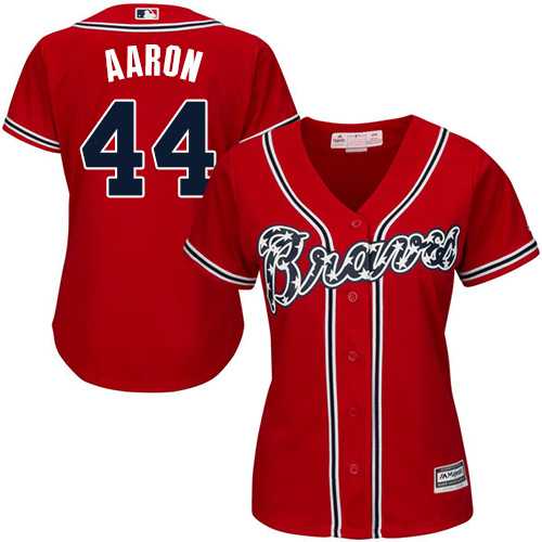 Women's Atlanta Braves #44 Hank Aaron Red Alternate Stitched MLB Jersey
