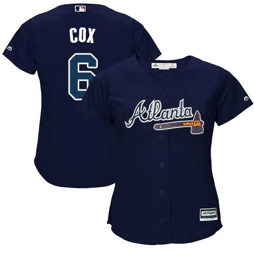 Women's Atlanta Braves #6 Bobby Cox Navy Blue Alternate Stitched MLB Jersey