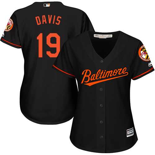 Women's Baltimore Orioles #19 Chris Davis Black Alternate Stitched MLB Jersey