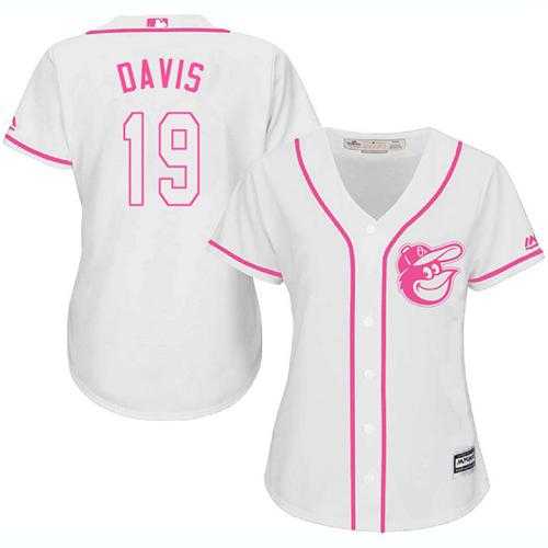 Women's Baltimore Orioles #19 Chris Davis White Pink Fashion Stitched MLB Jersey