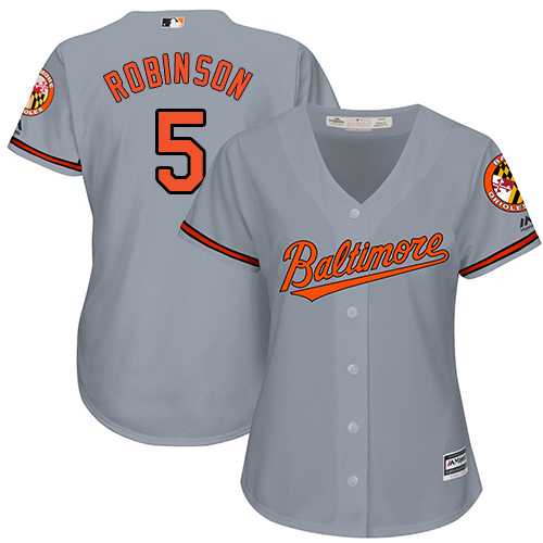 Women's Baltimore Orioles #5 Brooks Robinson Grey Road Stitched MLB Jersey
