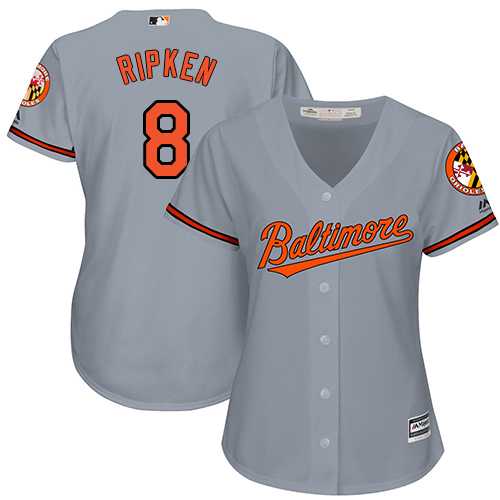 Women's Baltimore Orioles #8 Cal Ripken Grey Road Stitched MLB Jersey
