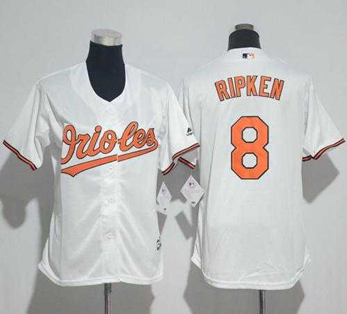 Women's Baltimore Orioles #8 Cal Ripken White Home Stitched MLB Jersey