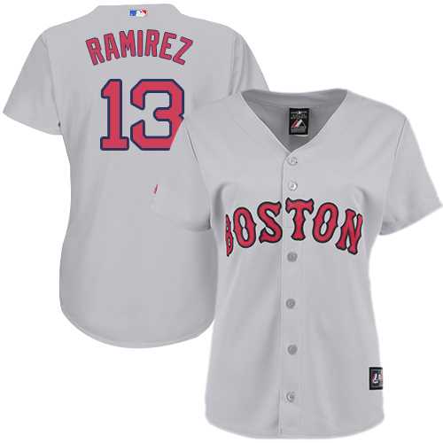 Women's Boston Red Sox #13 Hanley Ramirez Grey Road Stitched MLB Jersey