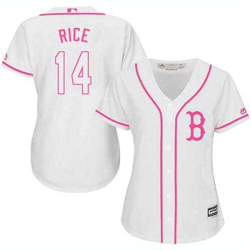 Women's Boston Red Sox #14 Jim Rice White Pink Fashion Stitched MLB Jersey