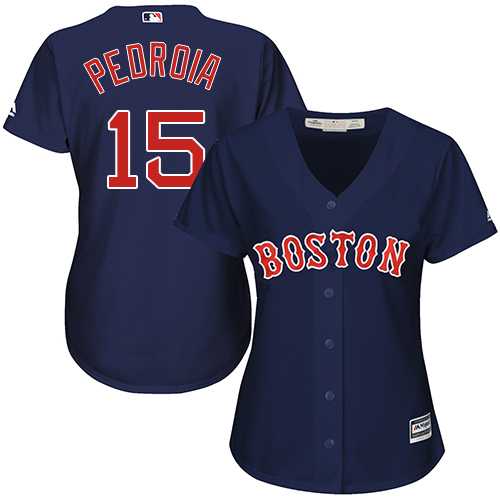 Women's Boston Red Sox #15 Dustin Pedroia Navy Blue Alternate Stitched MLB Jersey