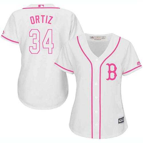 Women's Boston Red Sox #34 David Ortiz White Pink Fashion Stitched MLB Jersey
