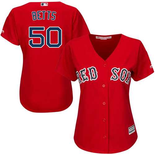 Women's Boston Red Sox #50 Mookie Betts Red Alternate Stitched MLB Jersey