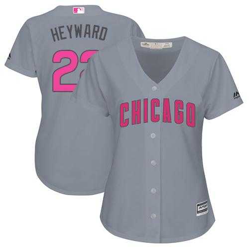 Women's Chicago Cubs #22 Jason Heyward Grey Mother's Day Cool Base Stitched MLB Jersey