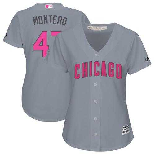 Women's Chicago Cubs #47 Miguel Montero Grey Mother's Day Cool Base Stitched MLB Jersey