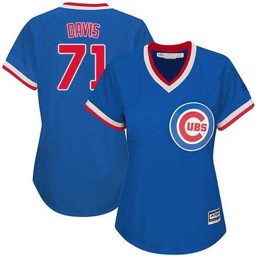 Women's Chicago Cubs #71 Wade Davis Blue Cooperstown Stitched MLB Jersey