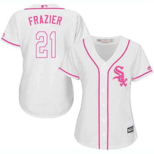 Women's Chicago White Sox #21 Todd Frazier White Pink Fashion Stitched MLB Jersey