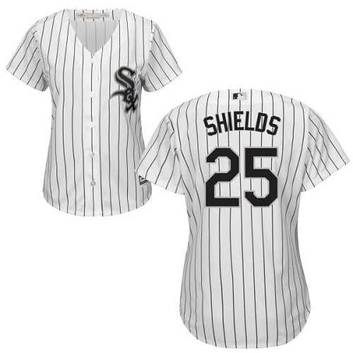 Women's Chicago White Sox #25 James Shields White(Black Strip) Home Stitched MLB Jersey