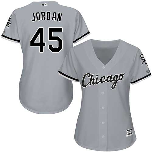 Women's Chicago White Sox #45 Michael Jordan Grey Road Stitched MLB Jersey