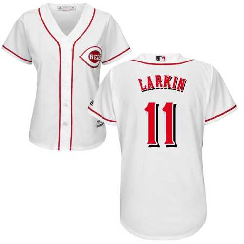 Women's Cincinnati Reds #11 Barry Larkin White Home Stitched MLB Jersey