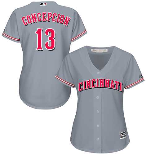 Women's Cincinnati Reds #13 Dave Concepcion Grey Road Stitched MLB Jersey