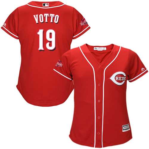 Women's Cincinnati Reds #19 Joey Votto Red Alternate Stitched MLB Jersey