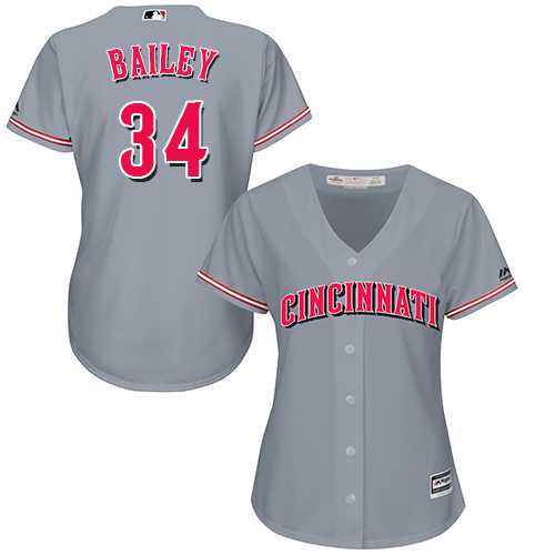 Women's Cincinnati Reds #34 Homer Bailey Grey Road Stitched MLB Jersey