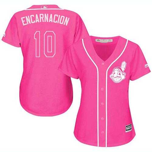 Women's Cleveland Indians #10 Edwin Encarnacion Pink Fashion Stitched MLB Jersey