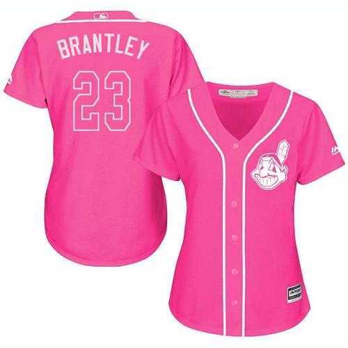 Women's Cleveland Indians #23 Michael Brantley Pink Fashion Stitched MLB Jersey