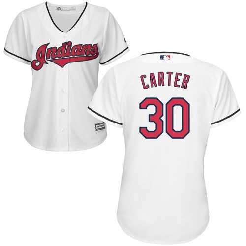 Women's Cleveland Indians #30 Joe Carter White Home Stitched MLB Jersey