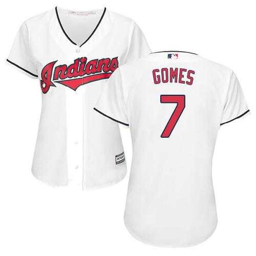Women's Cleveland Indians #7 Yan Gomes White Home Stitched MLB Jersey