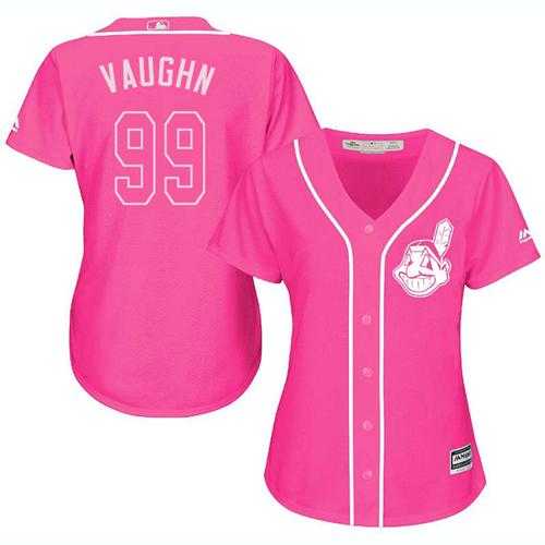 Women's Cleveland Indians #99 Ricky Vaughn Pink Fashion Stitched MLB Jersey