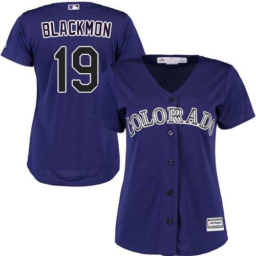 Women's Colorado Rockies #19 Charlie Blackmon Purple Alternate Stitched MLB Jersey