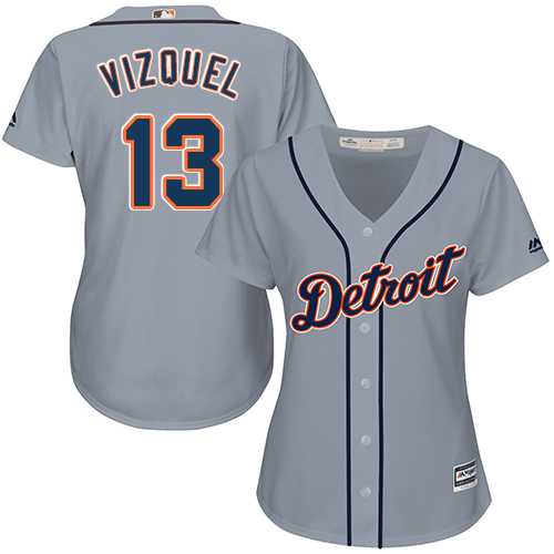 Women's Detroit Tigers #13 Omar Vizquel Grey Road Stitched MLB Jersey