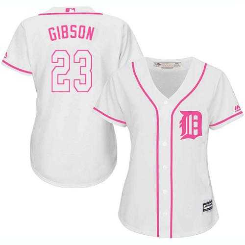 Women's Detroit Tigers #23 Kirk Gibson White Pink Fashion Stitched MLB Jersey