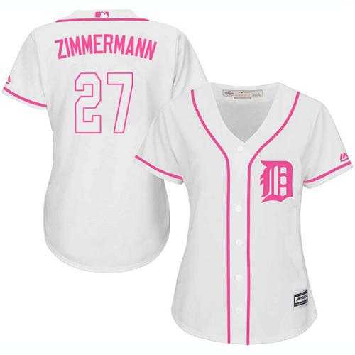 Women's Detroit Tigers #27 Jordan Zimmermann White Pink Fashion Stitched MLB Jersey