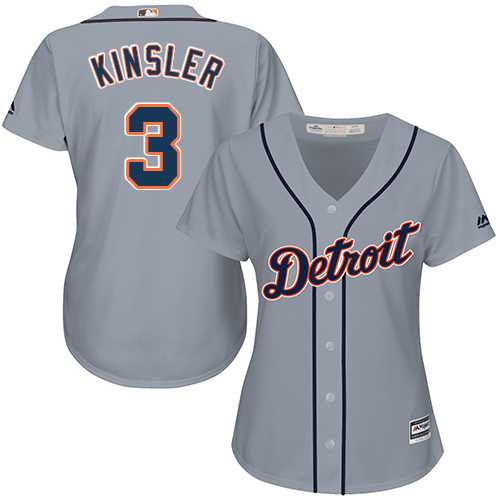 Women's Detroit Tigers #3 Ian Kinsler Grey Road Stitched MLB Jersey